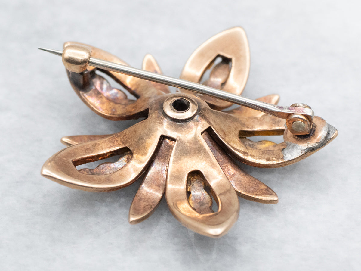 Victorian Seed Pearl Flower Pin