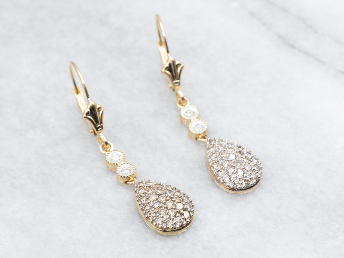 Teardrop Diamond Cluster Drop Earrings
