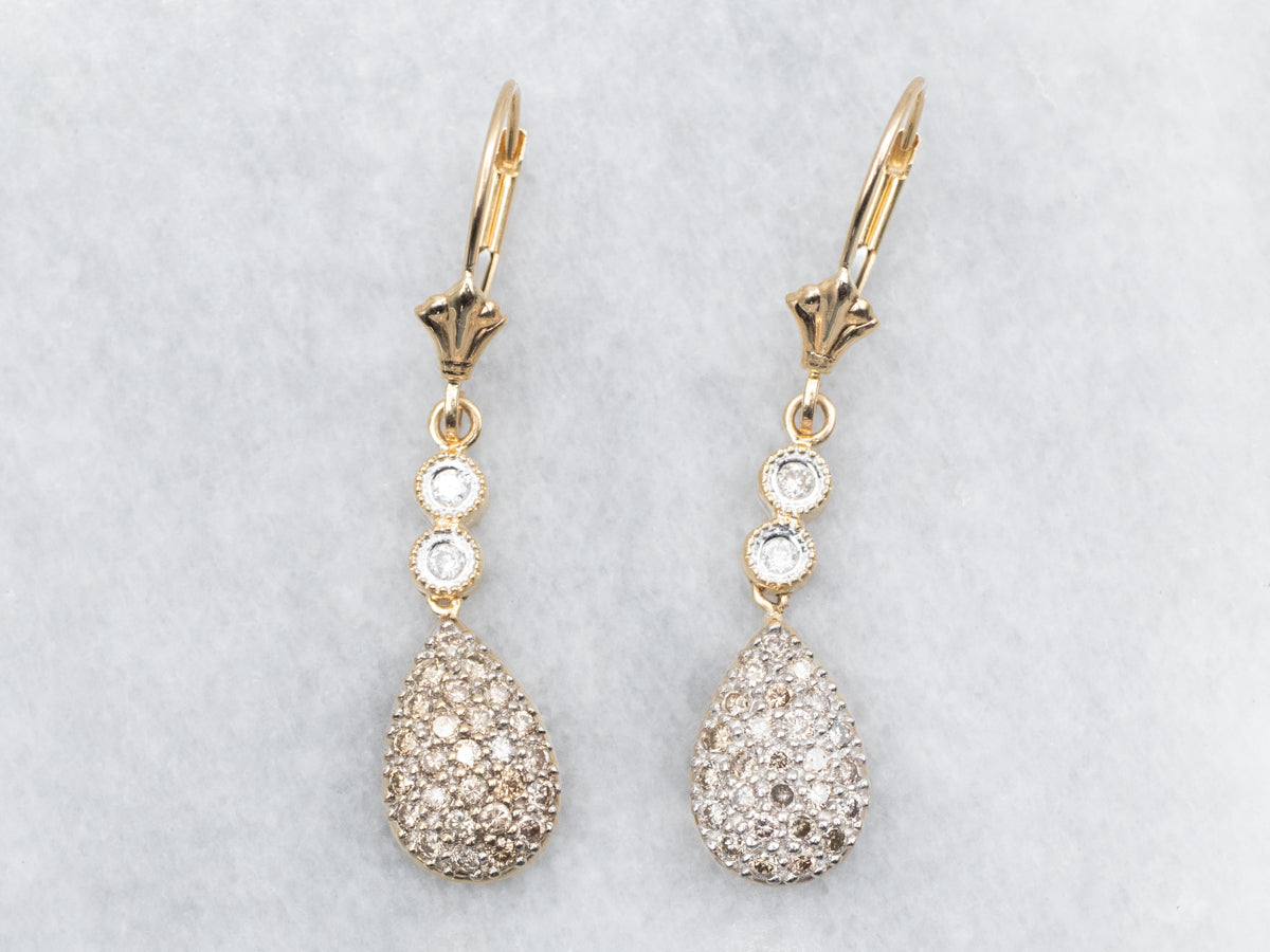 Teardrop Diamond Cluster Drop Earrings