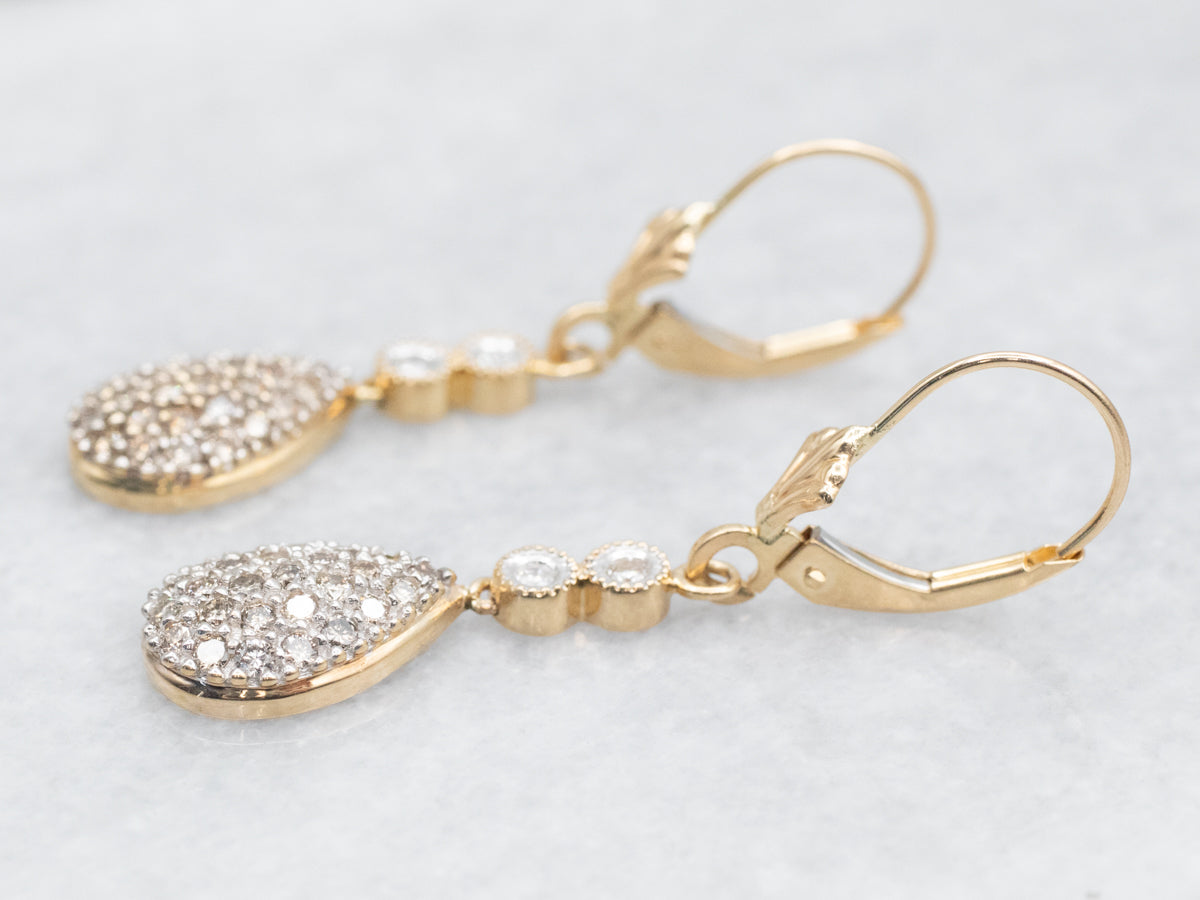 Teardrop Diamond Cluster Drop Earrings