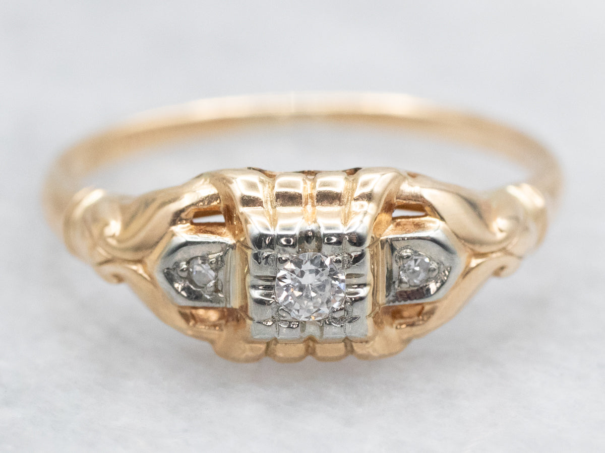 1940s Retro Era Diamond Engagement Ring