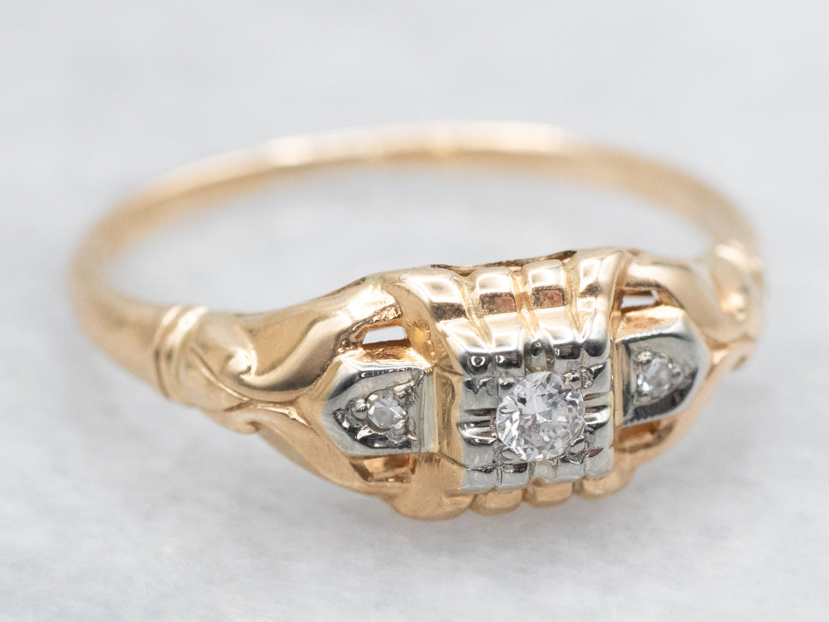 1940s Retro Era Diamond Engagement Ring