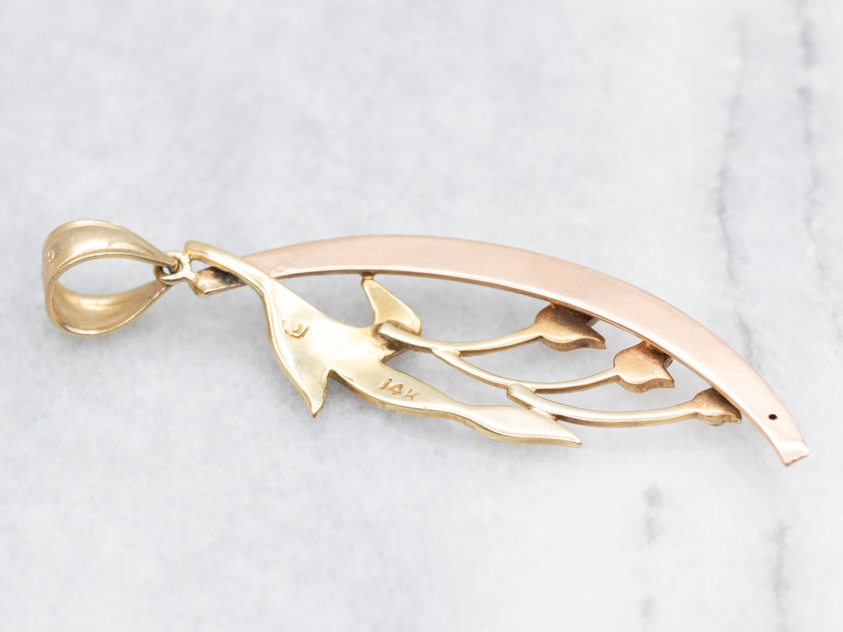 Two Tone Victorian Seed Pearl Flower Pendant