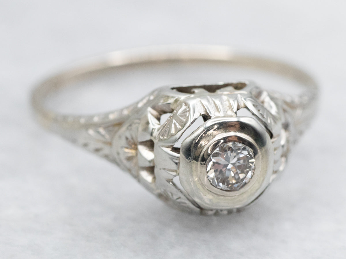 Art Deco Diamond Solitaire Engagement Ring