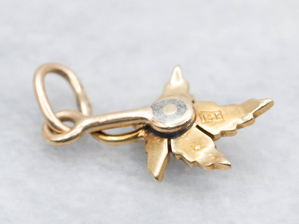 Antique Garnet and Seed Pearl Leaf Pendant