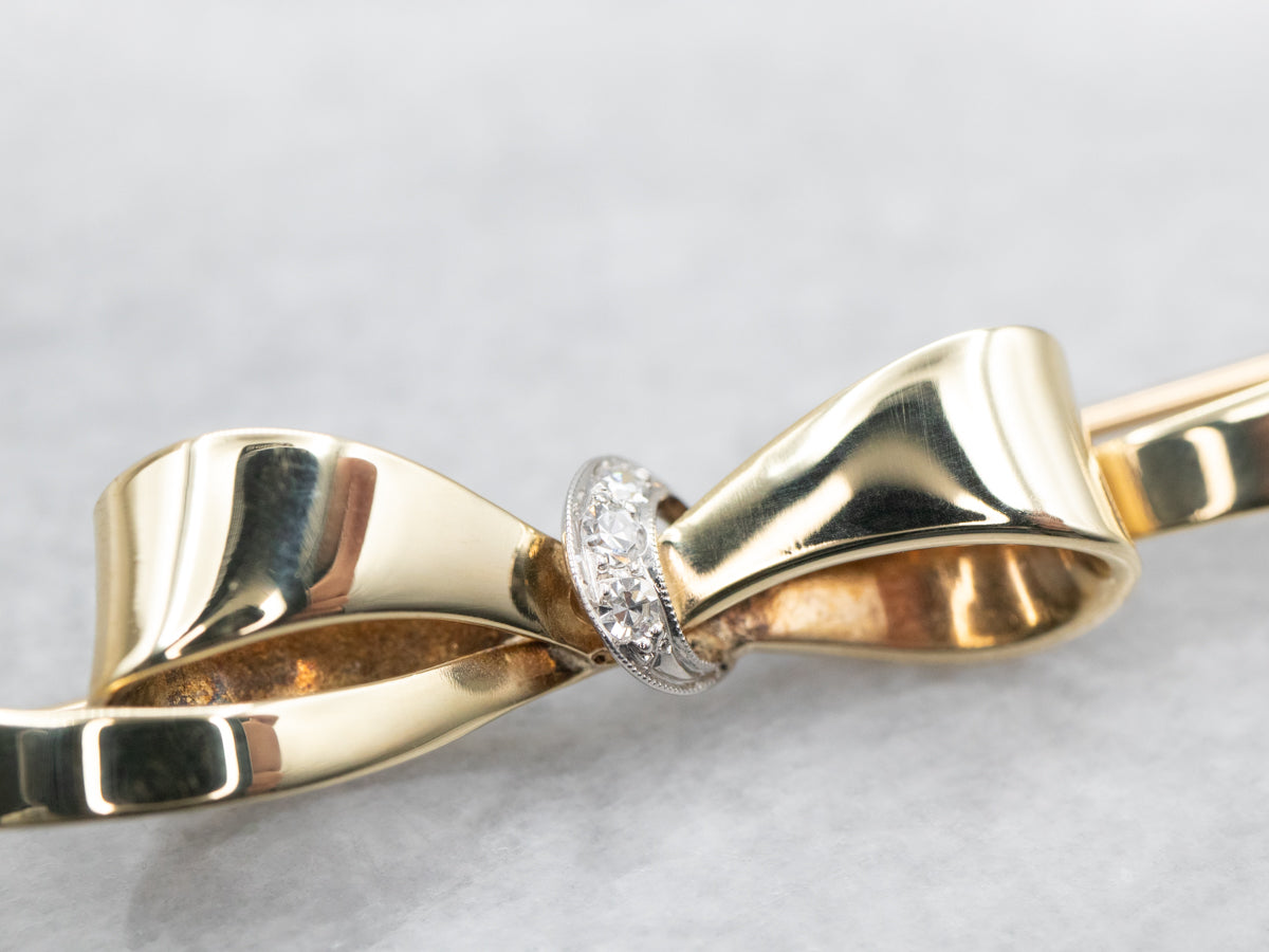 Diamond Bow Brooch