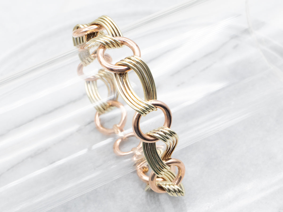 Chunky Two Tone Gold Chain Link Bracelet