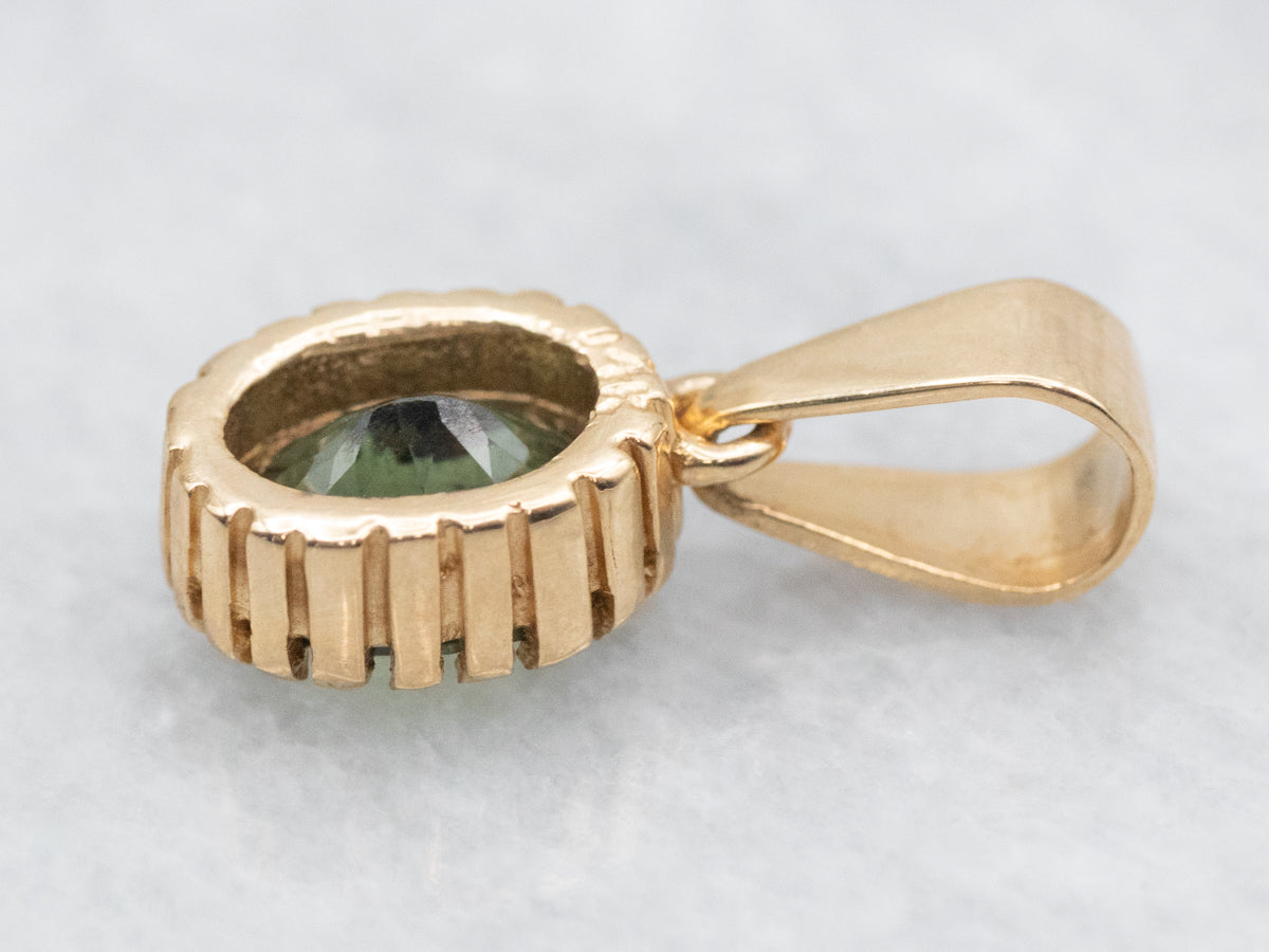 Gold Green Sapphire Solitaire Pendant