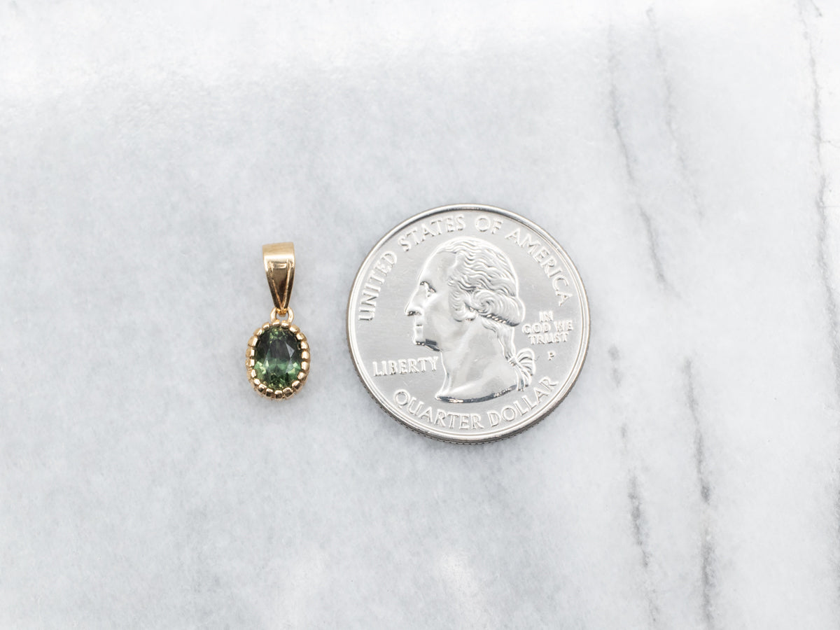 Gold Green Sapphire Solitaire Pendant