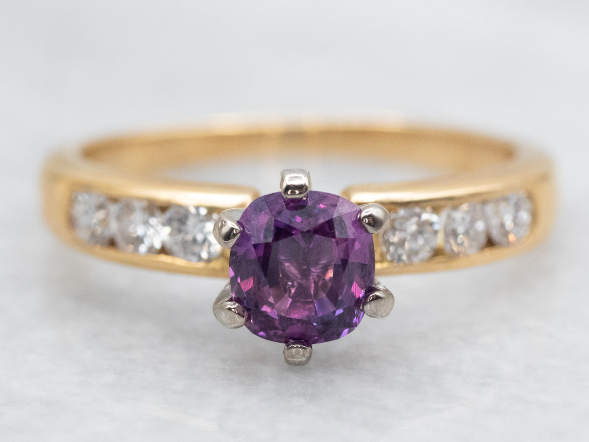 Purple Sapphire and Diamond Ring