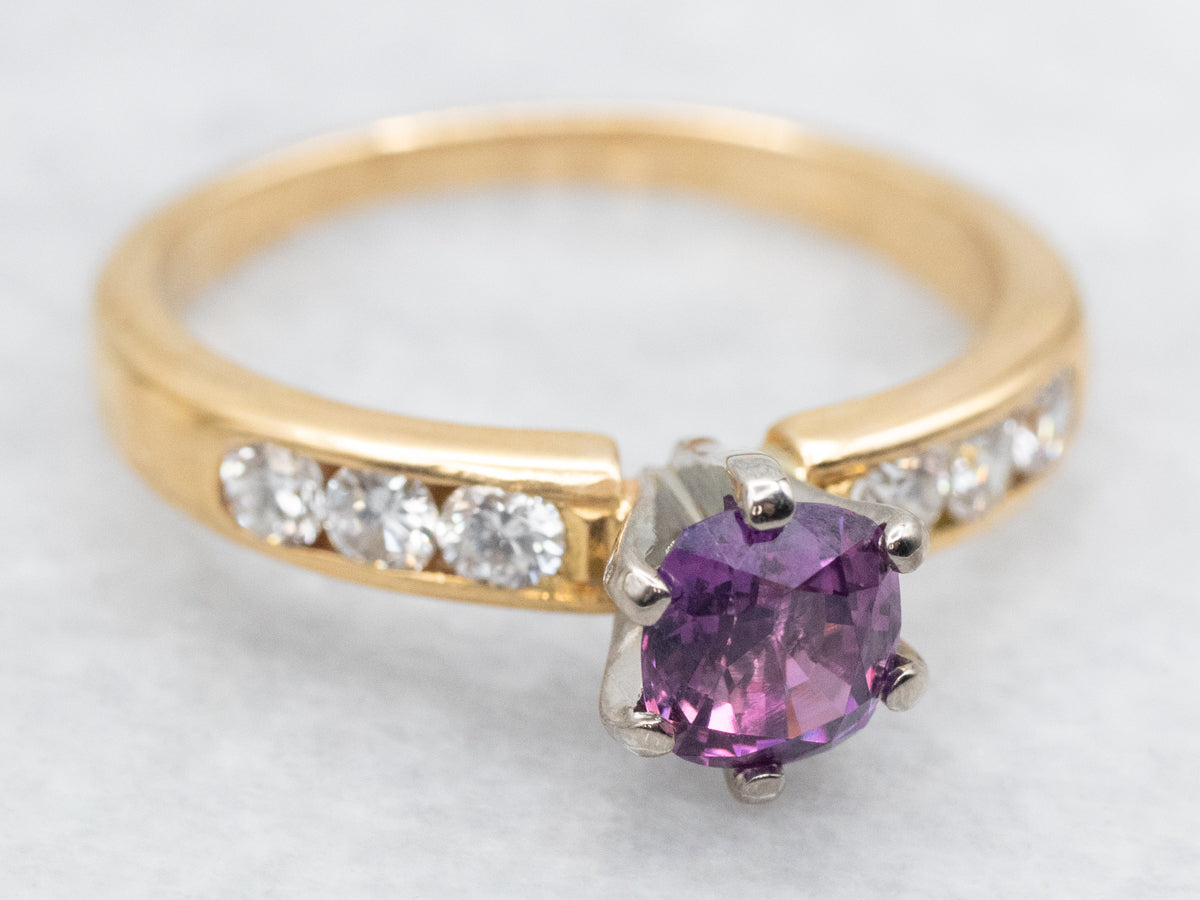 Purple Sapphire and Diamond Ring