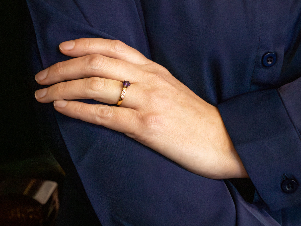 Purple Sapphire and Diamond Ring