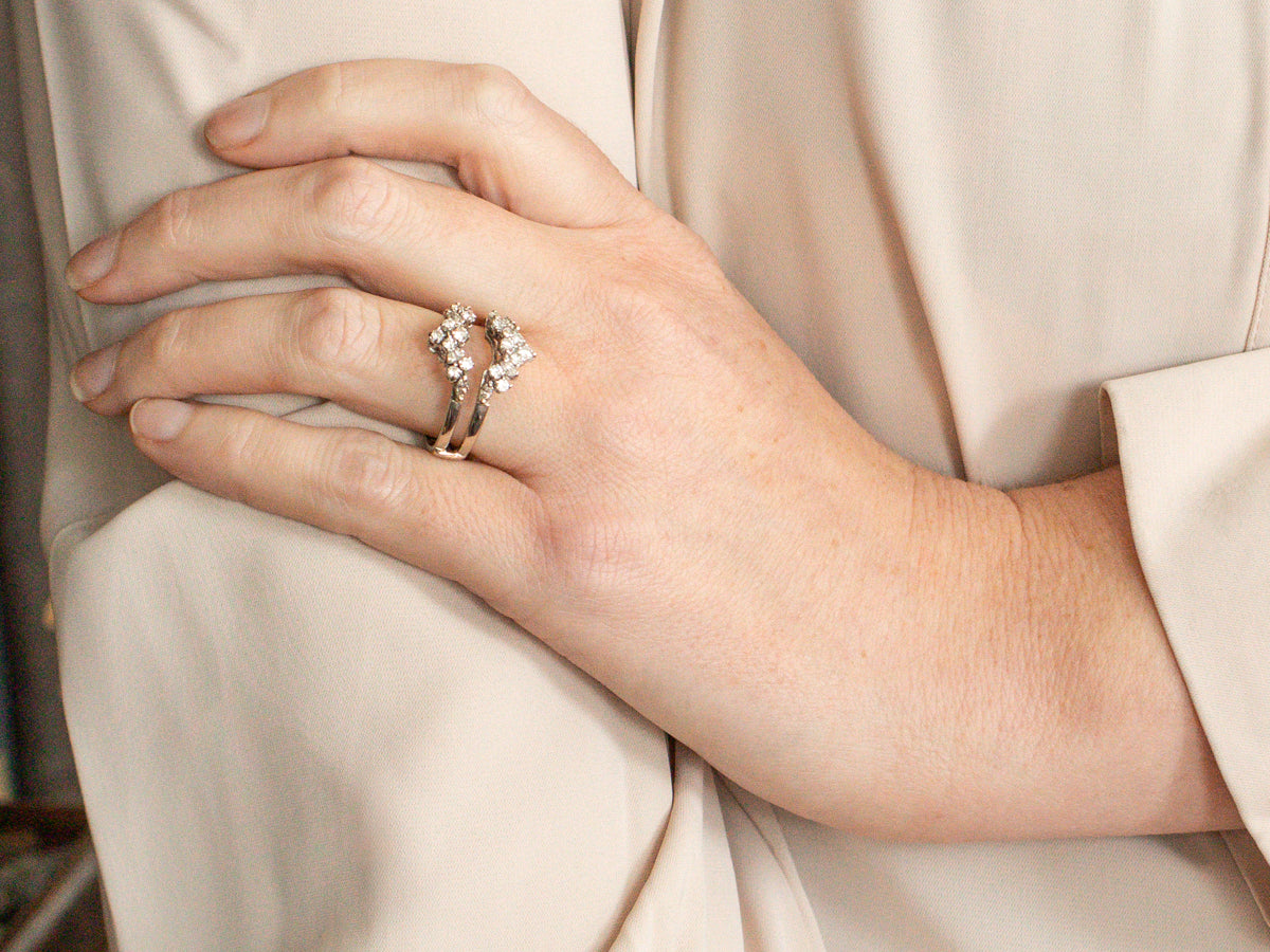 Diamond Encrusted White Gold Guard Band