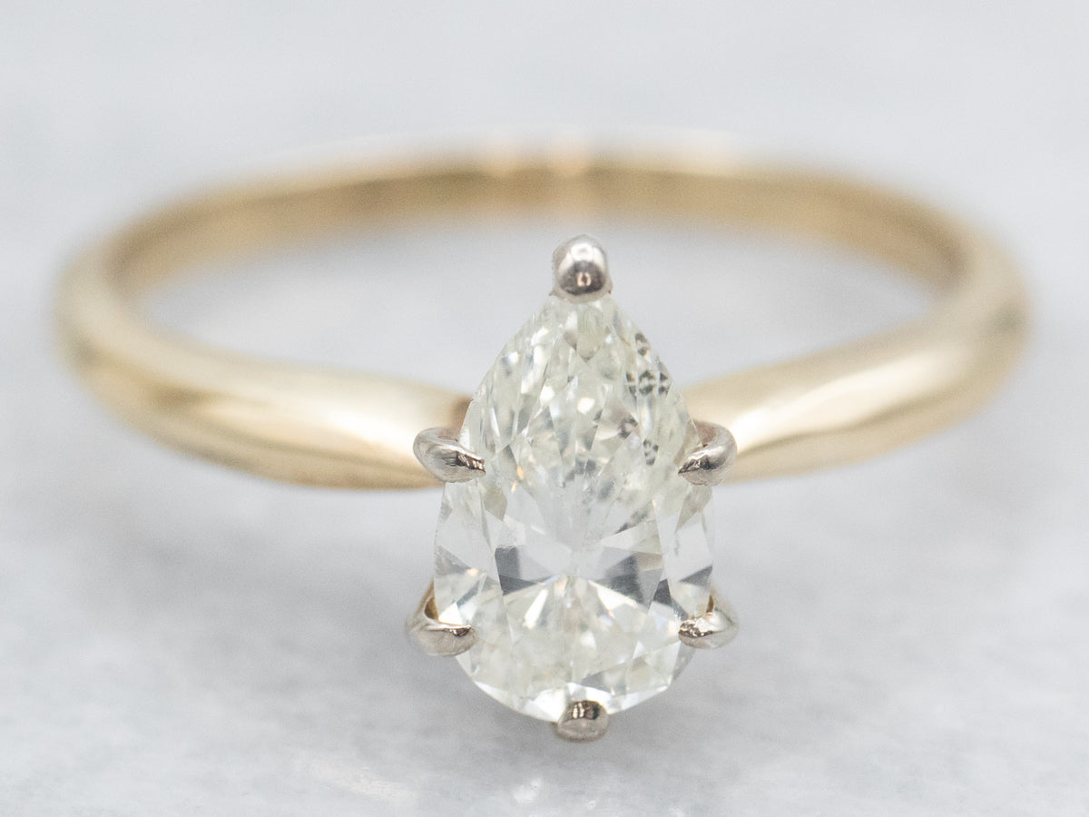Pear Cut Diamond Solitaire Engagement Ring