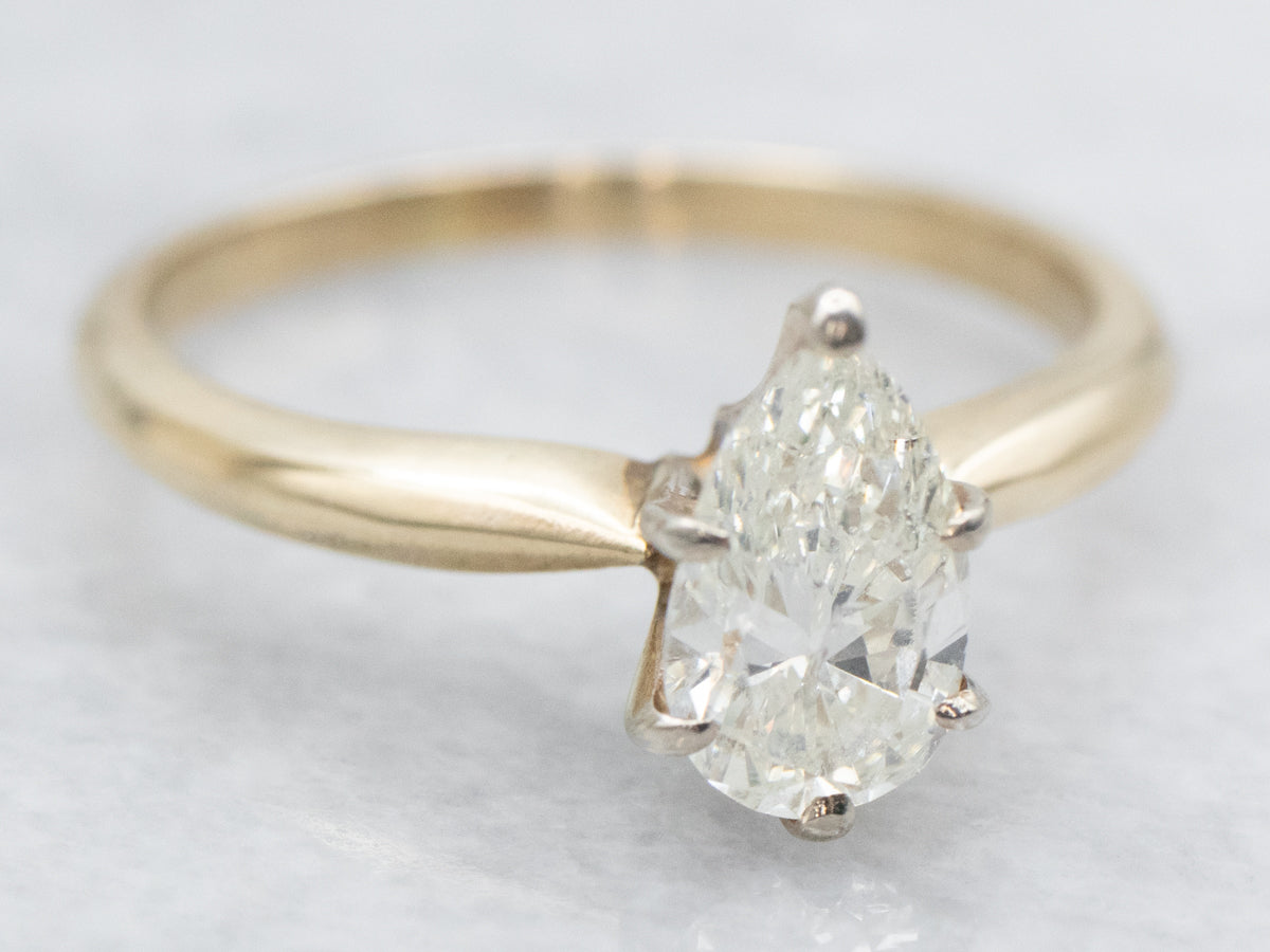 Pear Cut Diamond Solitaire Engagement Ring