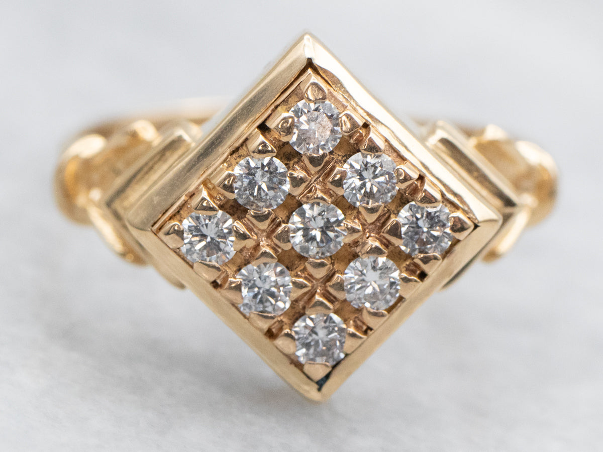 Square Head Diamond Cocktail Ring