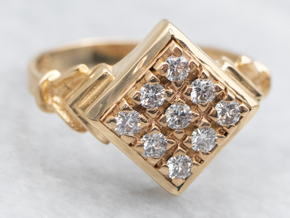 Square Head Diamond Cocktail Ring