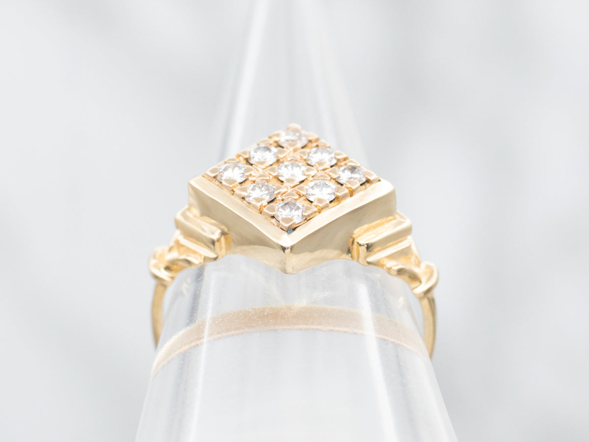 Square Head Diamond Cocktail Ring