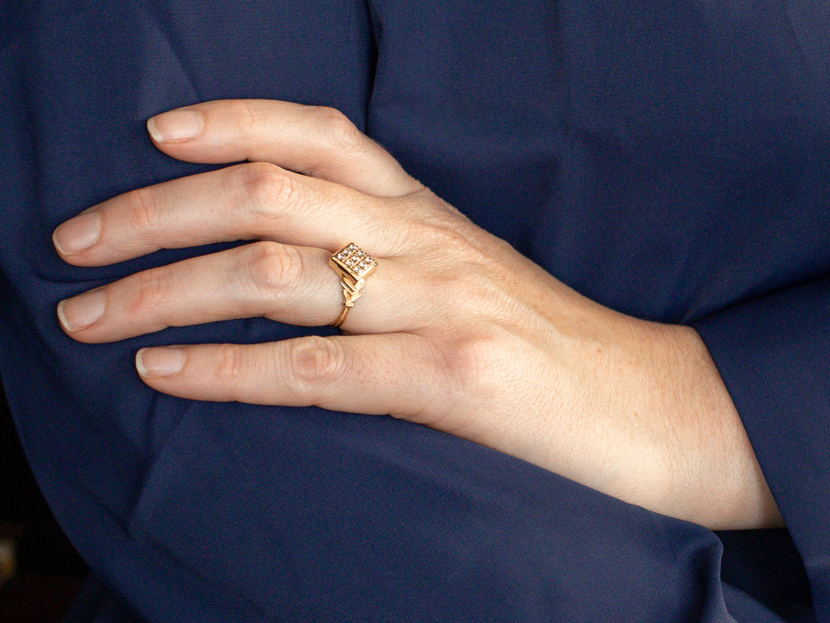 Square Head Diamond Cocktail Ring