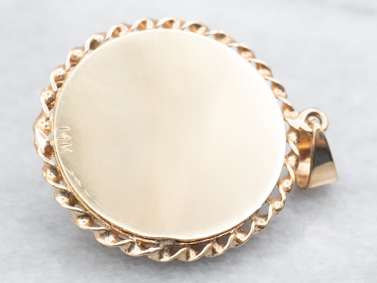 Ornate Yellow Gold Lion Head Circle Locket