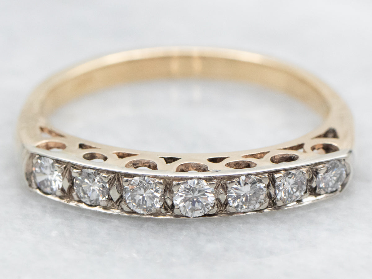 Two Tone Gold Seven Diamond Wedding Band