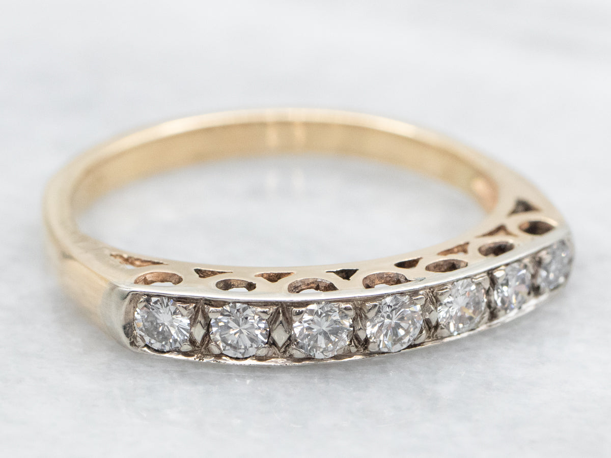 Two Tone Gold Seven Diamond Wedding Band