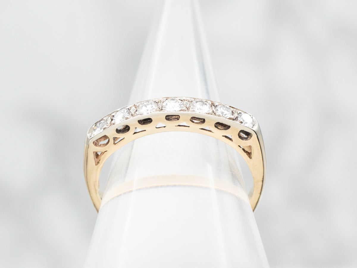 Two Tone Gold Seven Diamond Wedding Band