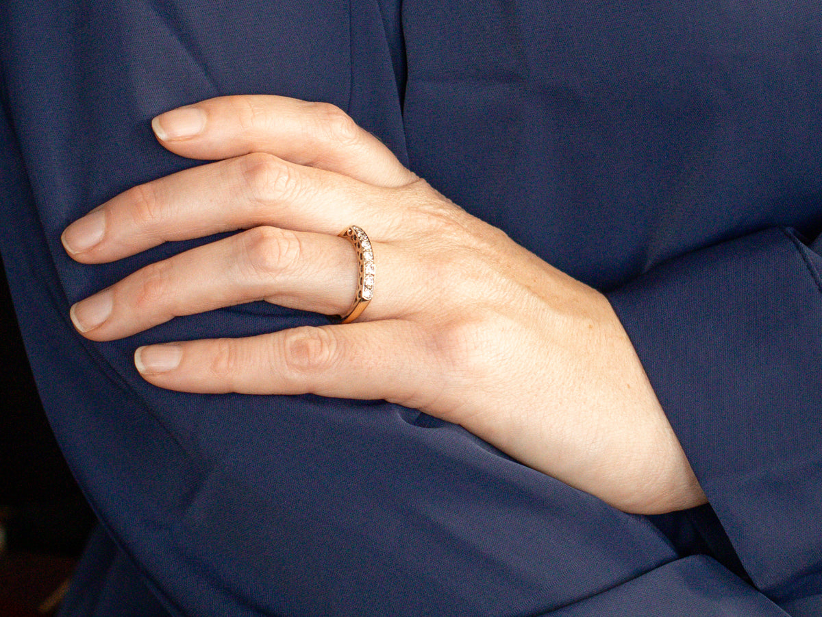 Two Tone Gold Seven Diamond Wedding Band