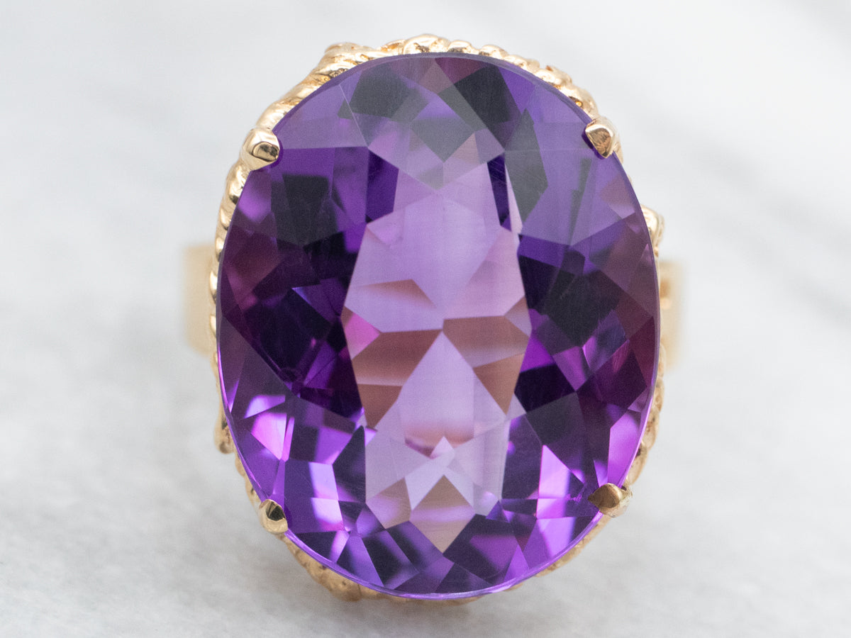 Amethyst Cocktail Ring in a Rope Twist Setting