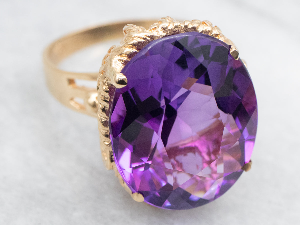 Amethyst Cocktail Ring in a Rope Twist Setting