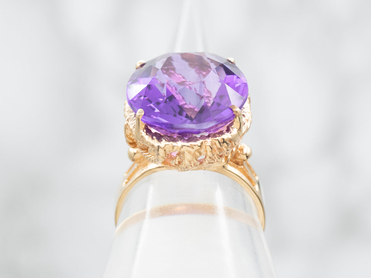 Amethyst Cocktail Ring in a Rope Twist Setting