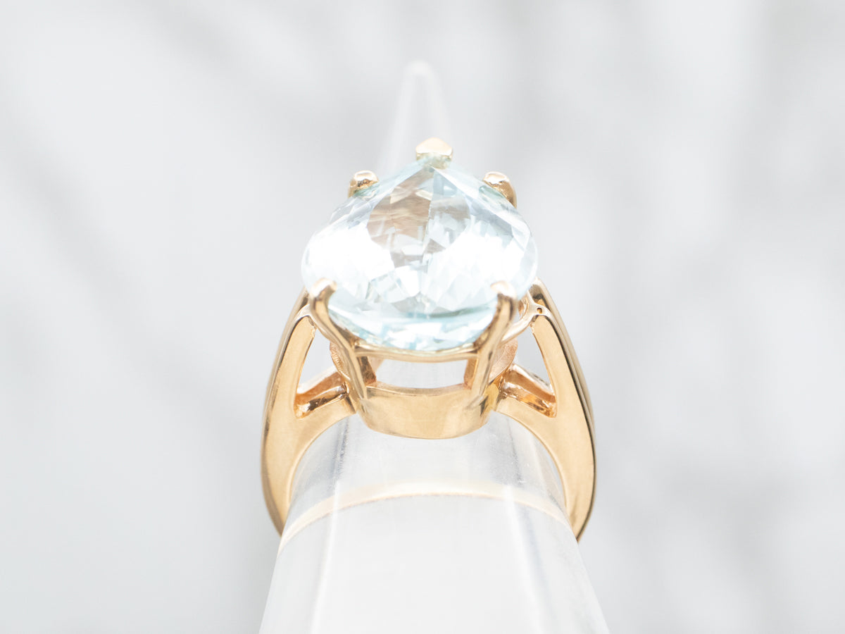 Teardrop Natural Blue Topaz Cocktail Ring