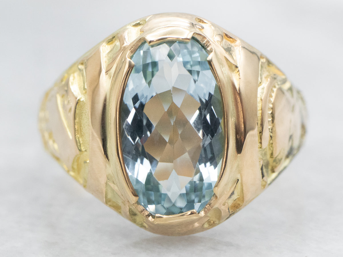 Antique Art Nouveau Aquamarine Solitaire Ring
