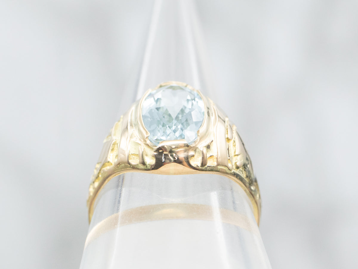 Antique Art Nouveau Aquamarine Solitaire Ring