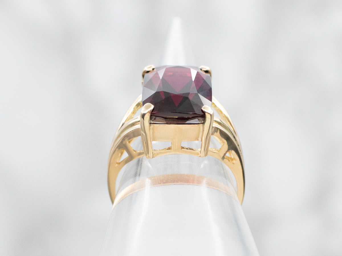 Rhodolite Garnet Solitaire Split Shank Ring
