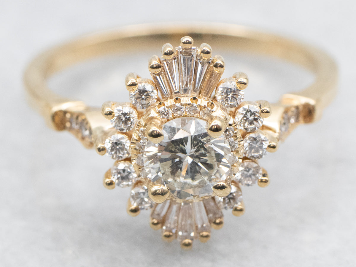 Gold Diamond Cluster Cocktail Ring