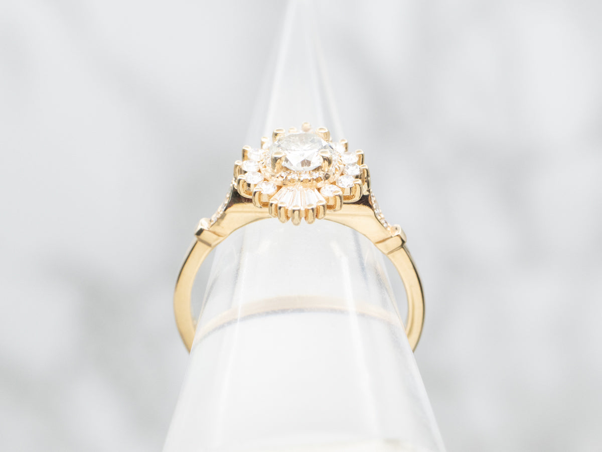 Gold Diamond Cluster Cocktail Ring