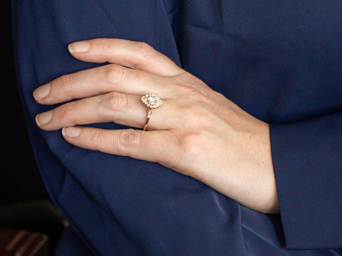 Gold Diamond Cluster Cocktail Ring