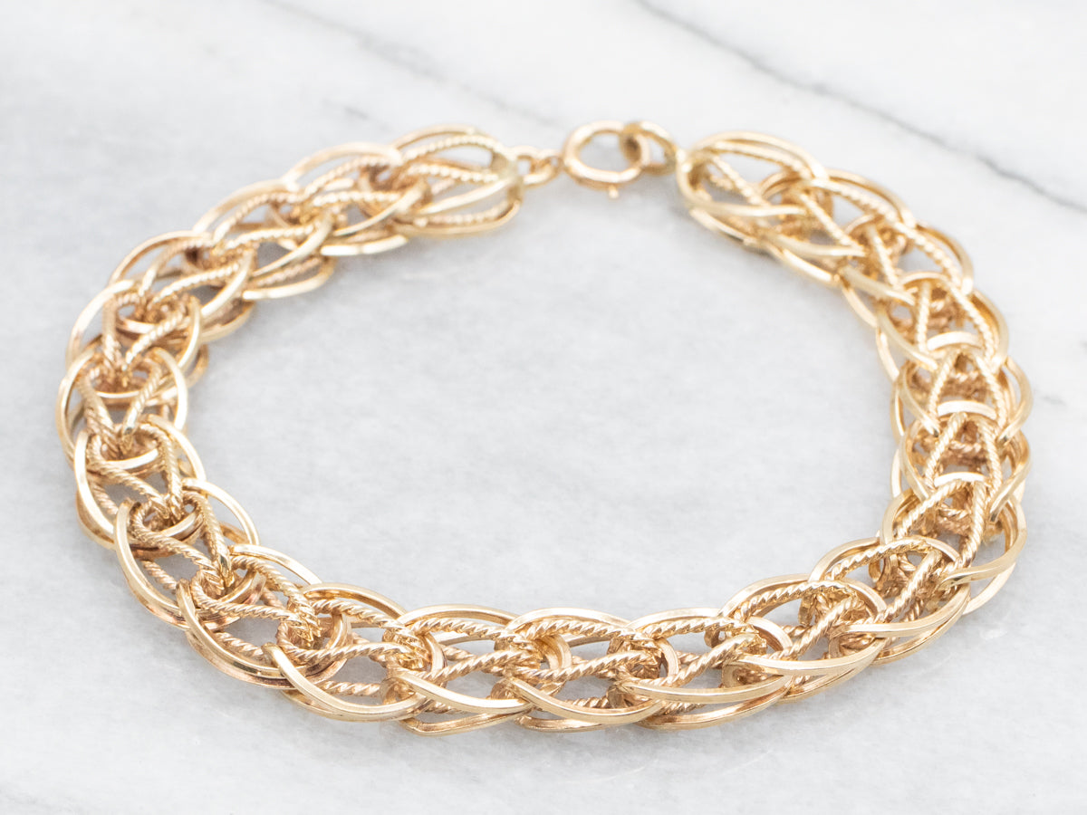 Ornate Link Bracelet with Spring Ring Clasp