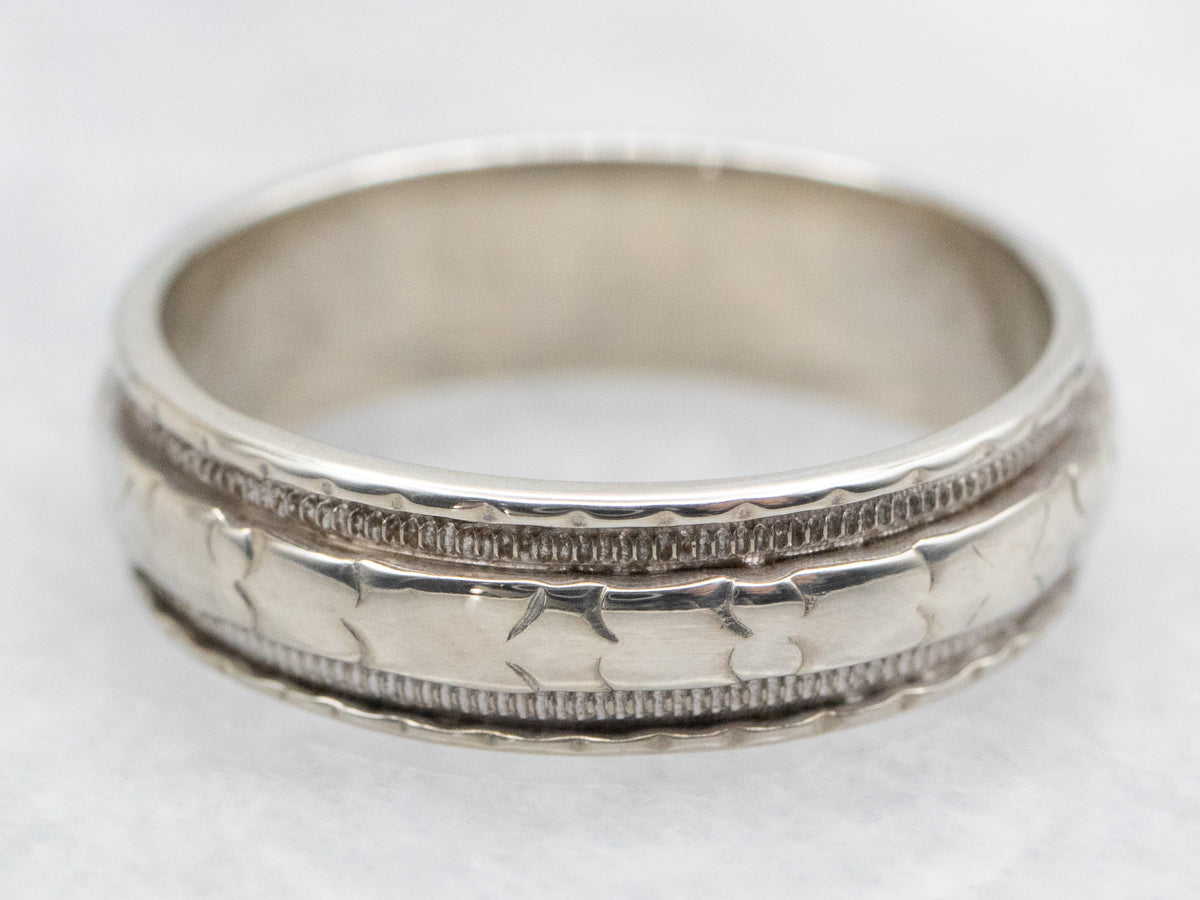 Grooved Coin Edge Wedding Band
