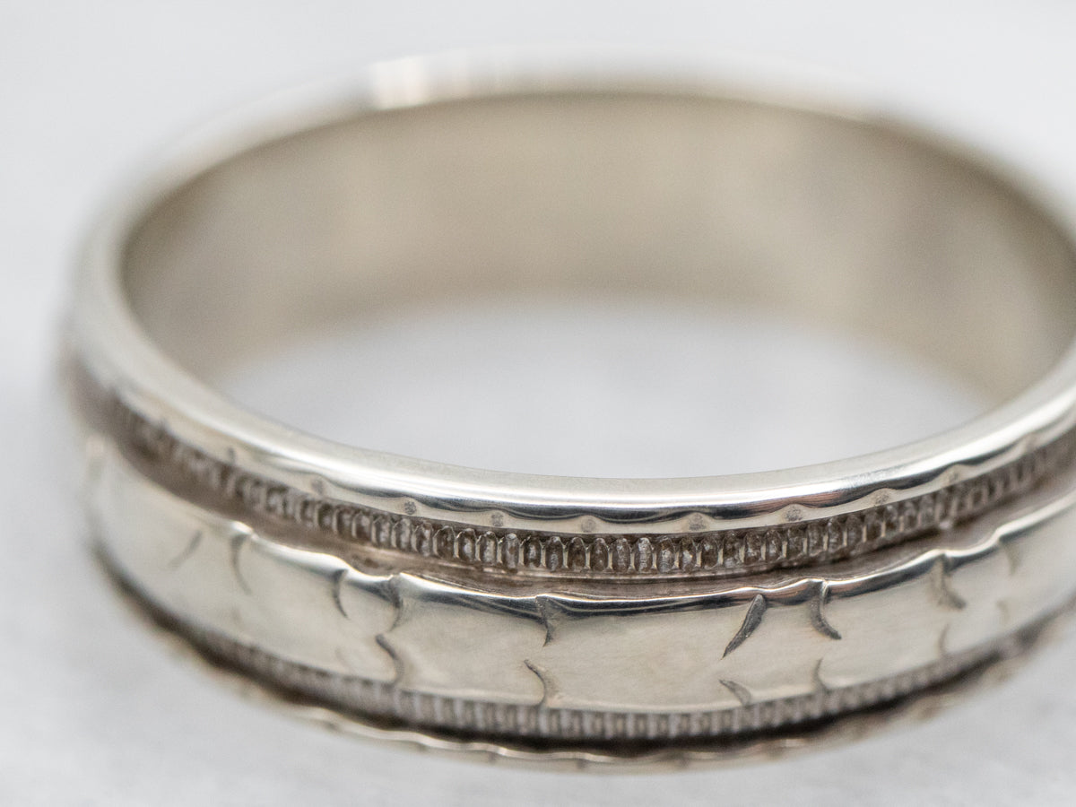 Grooved Coin Edge Wedding Band