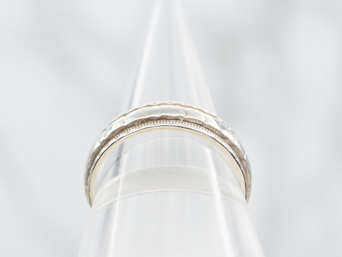 Grooved Coin Edge Wedding Band