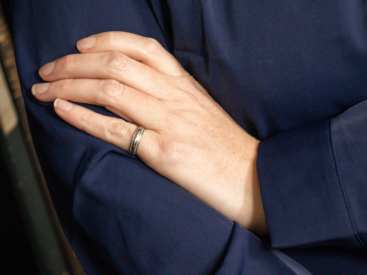 Grooved Coin Edge Wedding Band