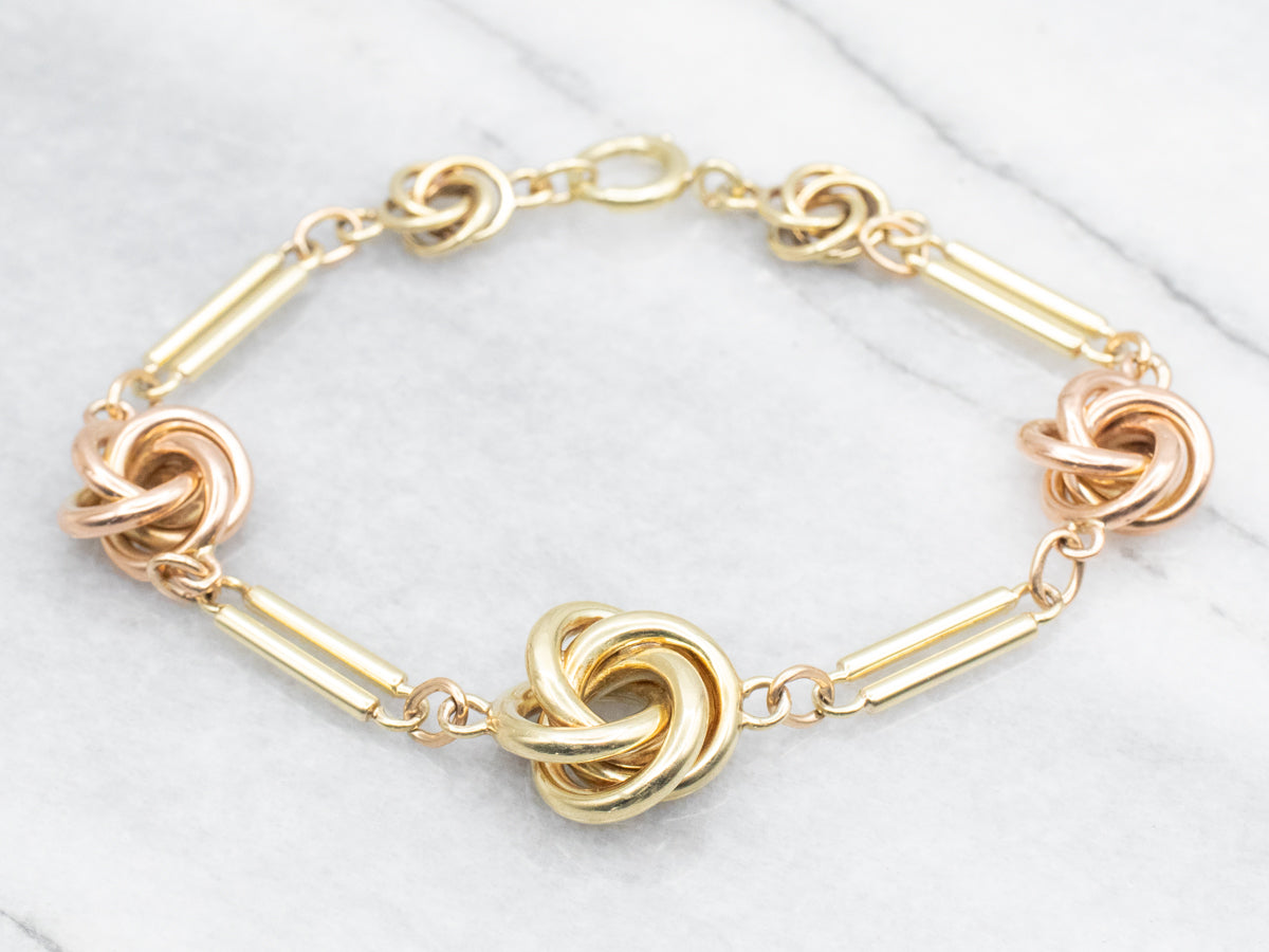 Two Tone Knot Link Bracelet