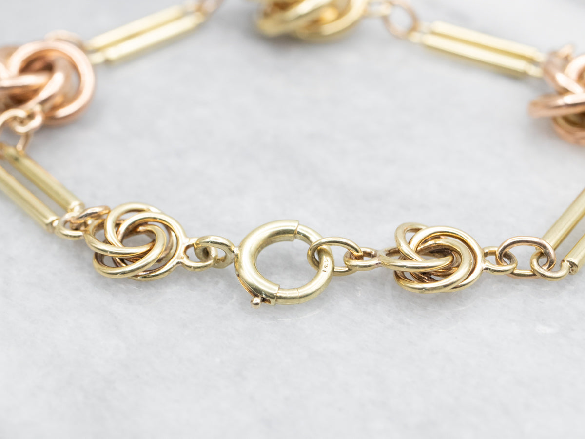 Two Tone Knot Link Bracelet