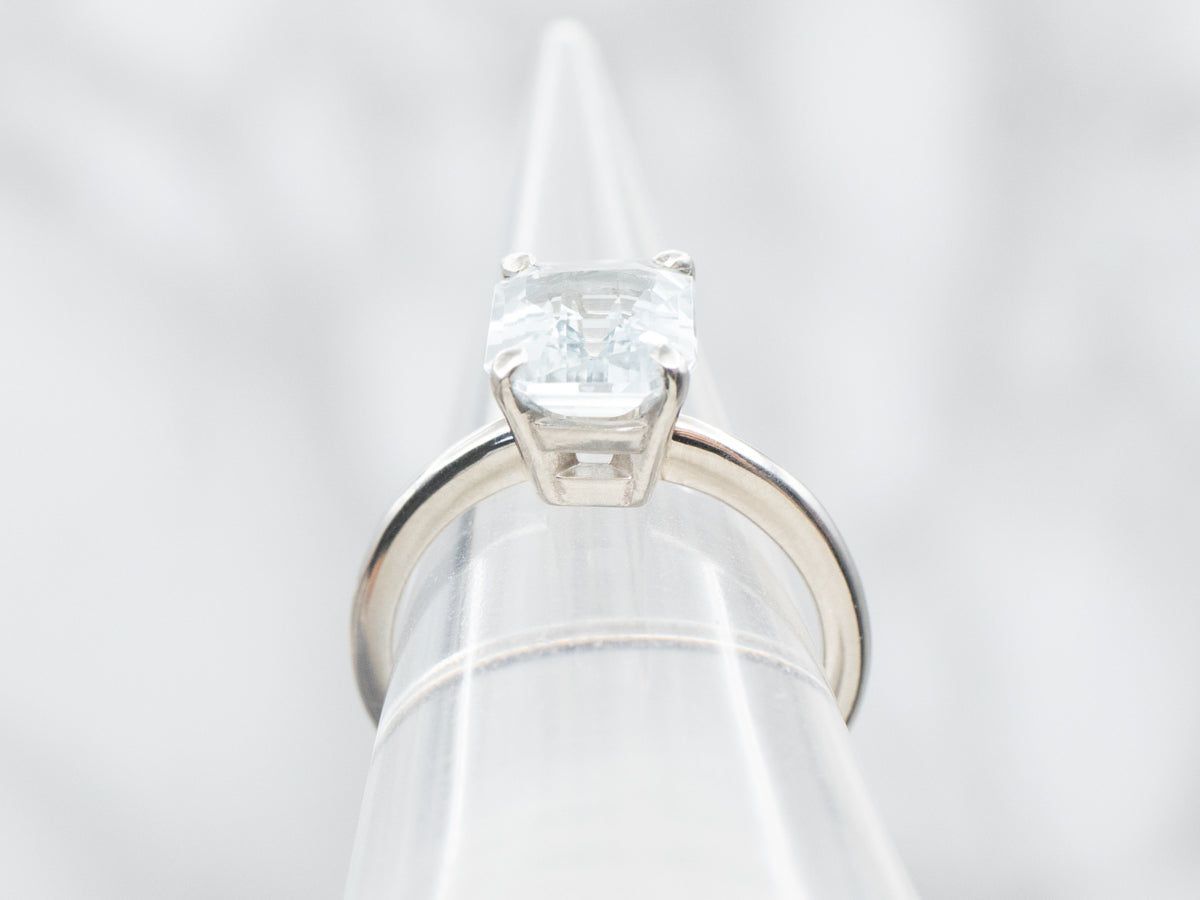 Sleek Platinum Aquamarine Solitaire Ring