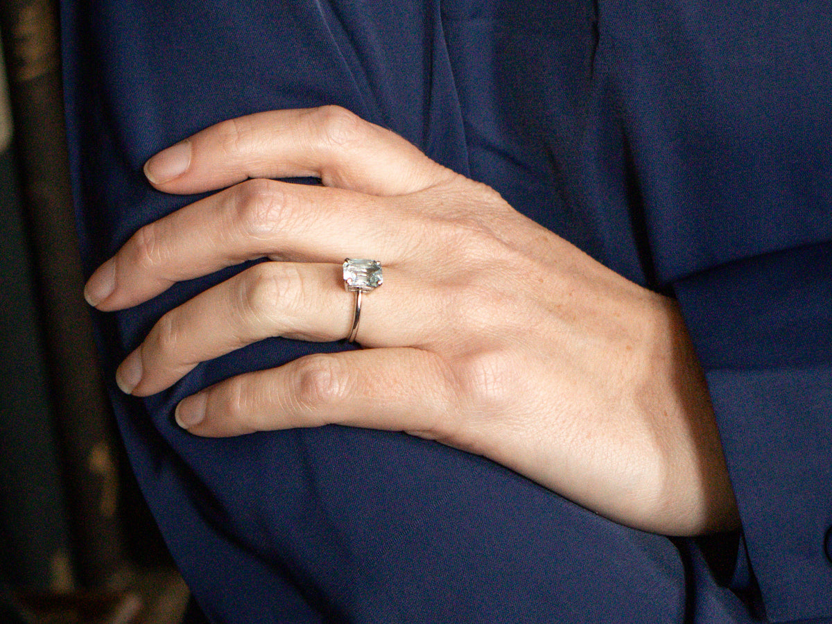 Sleek Platinum Aquamarine Solitaire Ring