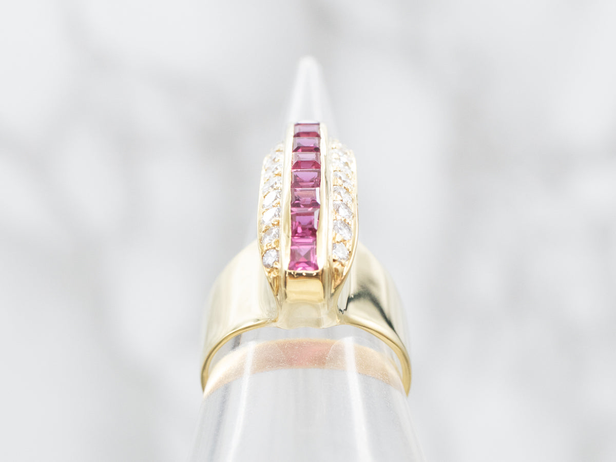 18K Gold Ruby and Diamond Statement Ring