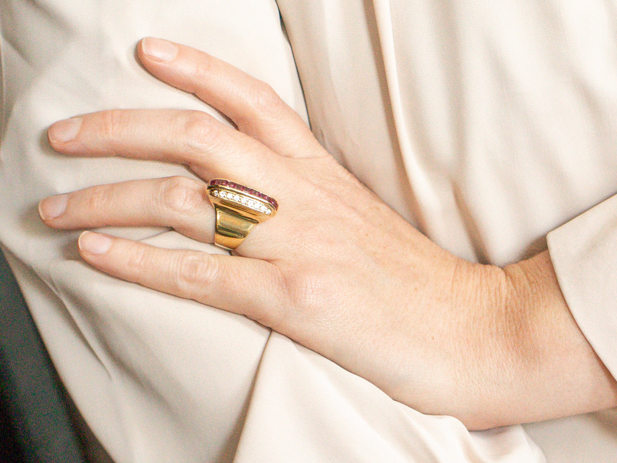 18K Gold Ruby and Diamond Statement Ring