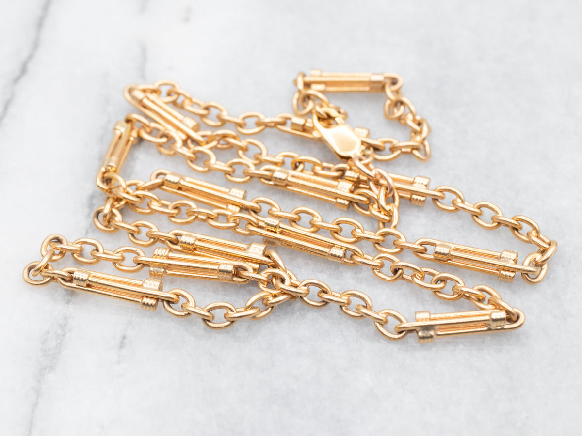 Funky R Gold Chain Vintage Gold Funky Link Chain - Market Square Jewelers
